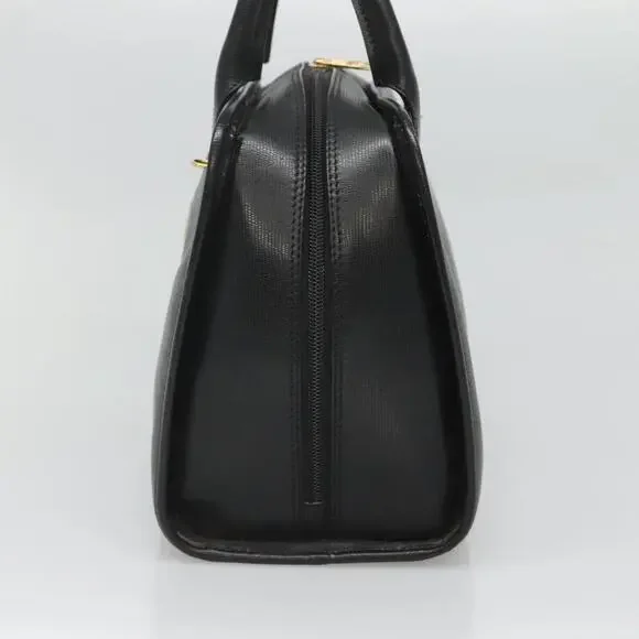 CELINE Hand Bag Leather Black Gold